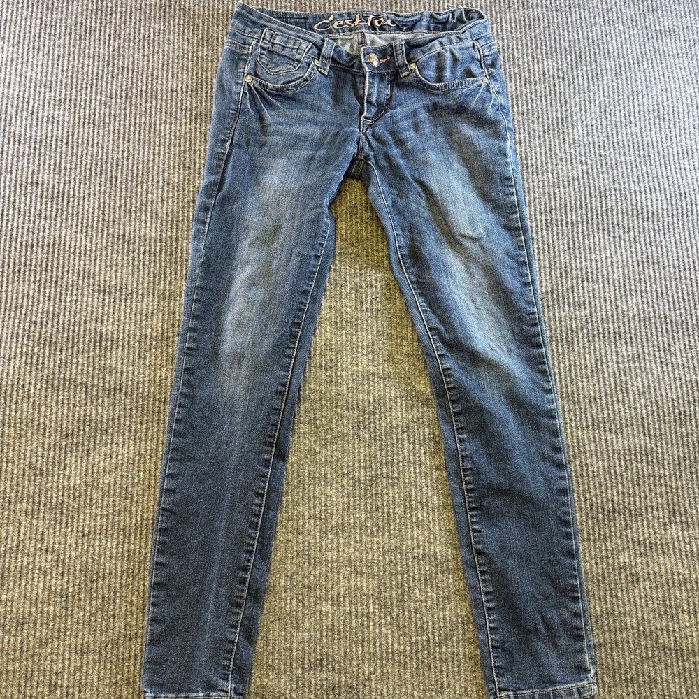 C'est Toi Jeans Womens Size 3 Blue Skinny Stretch Denim Mid Rise Slim Fit